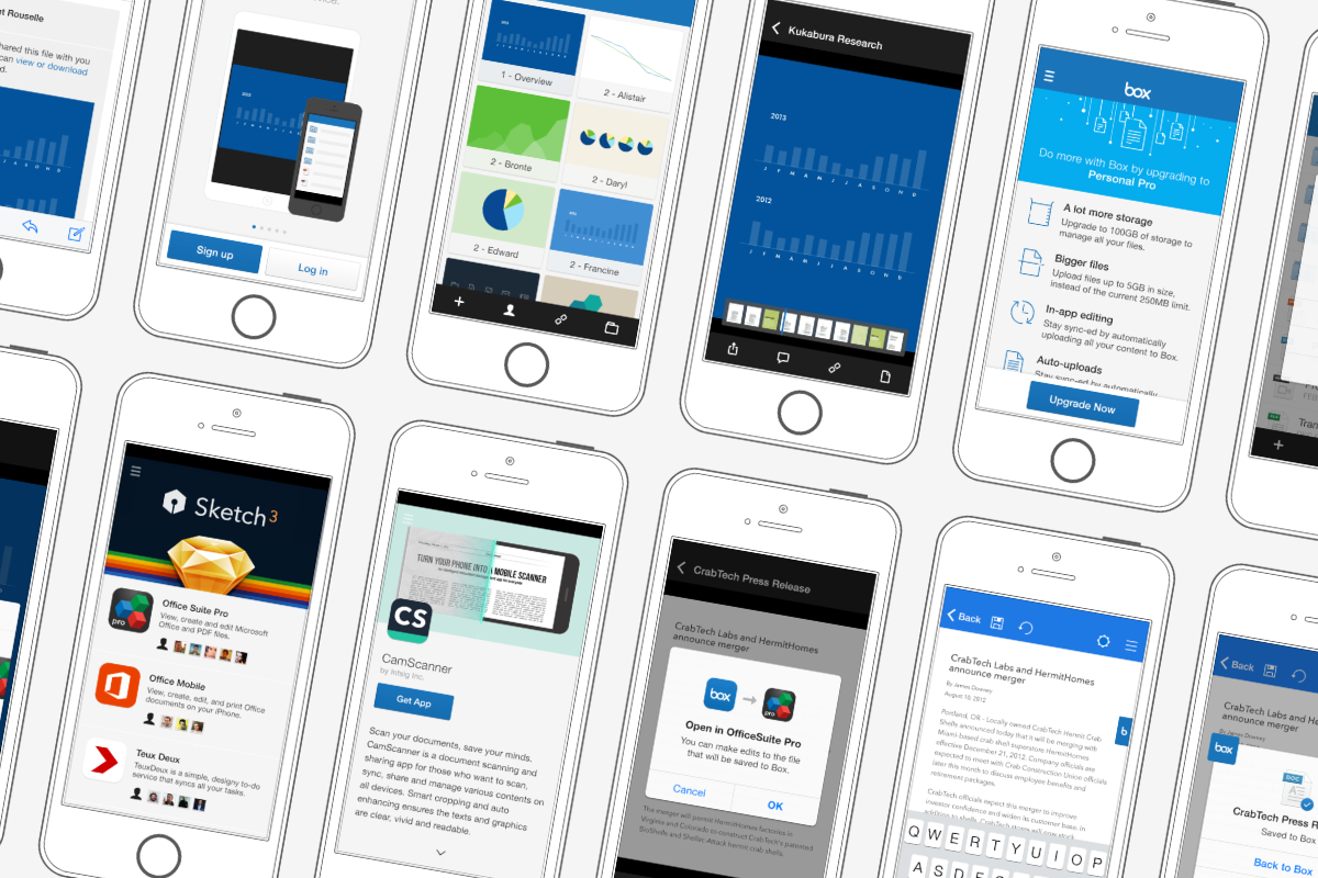 Box Mobile Apps UI mockups